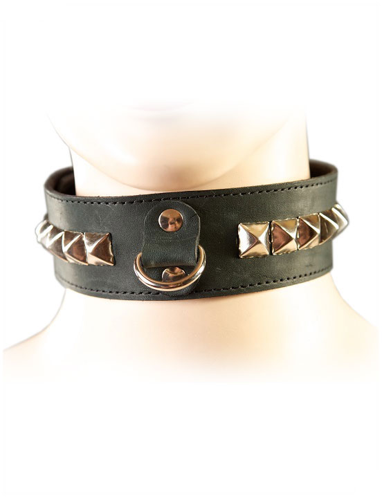 Ошейник узкий с квадропуклей, чёрный