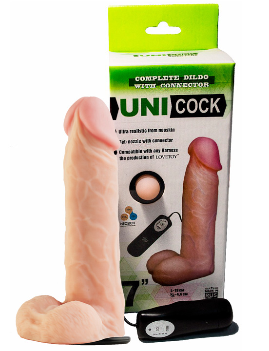 Насадка Harness UNICOCK 7", с вибрацией, неоскин, 44x190 мм