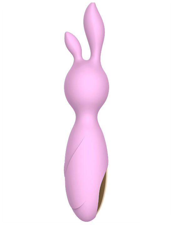 Минивибратор Emily зайчик с ушками, силикон, 12 режимов, розовый, 32х160 мм