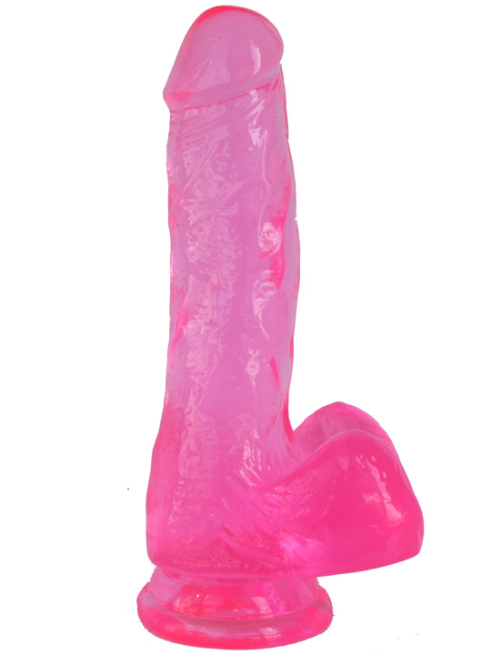 Фаллоимитатор на присоске с мошонкой, TPR, розовый, 175x38 мм