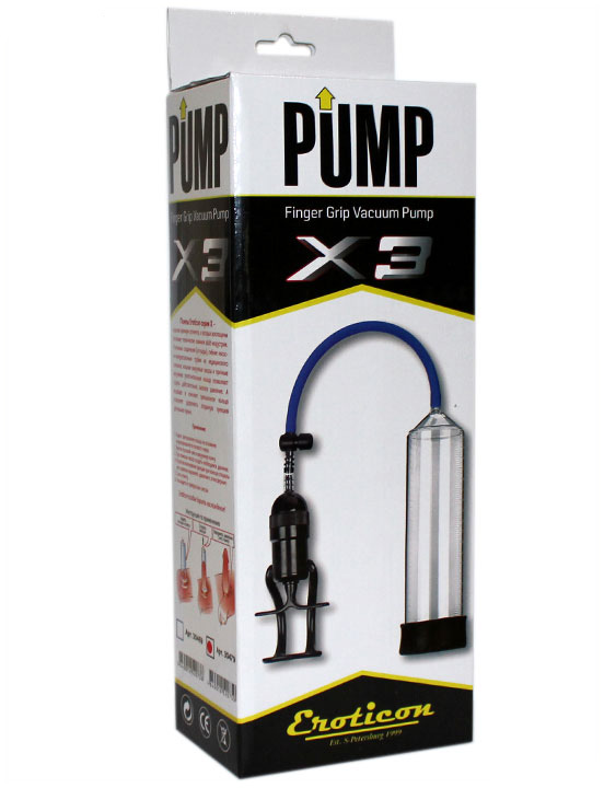 Помпа вакуумная Eroticon PUMP X3 с ручным насосом, прозрачная, 60x240 мм