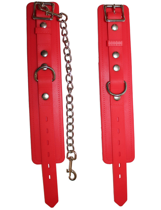 Наручники силиконовые, с фиксацией, красные