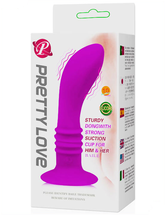 Вибропробка на присоске, 10 видов вибраций, силикон, фиолетовый, 120 мм