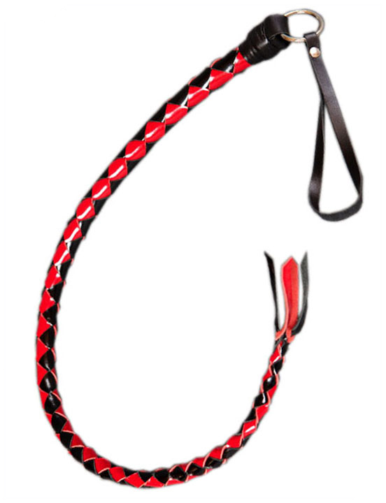 Плеть однохвостая, лакированная, чёрно-красная, 1 метр