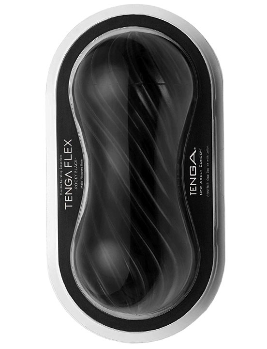 Мастурбатор TENGA FLEX - Rocky Black, чёрный, 176 мм