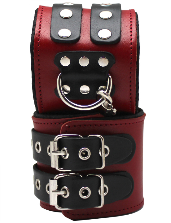 Наручники широкие, на мягкой подкладке, красные, размер универсальный