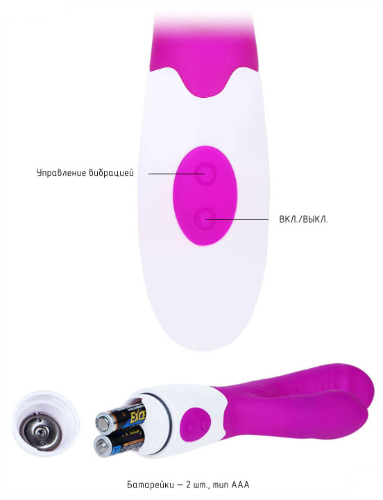 Вибратор Andre с эффектом «шаловливого пальчика», 3x7 режимов, силикон, 30x200 мм