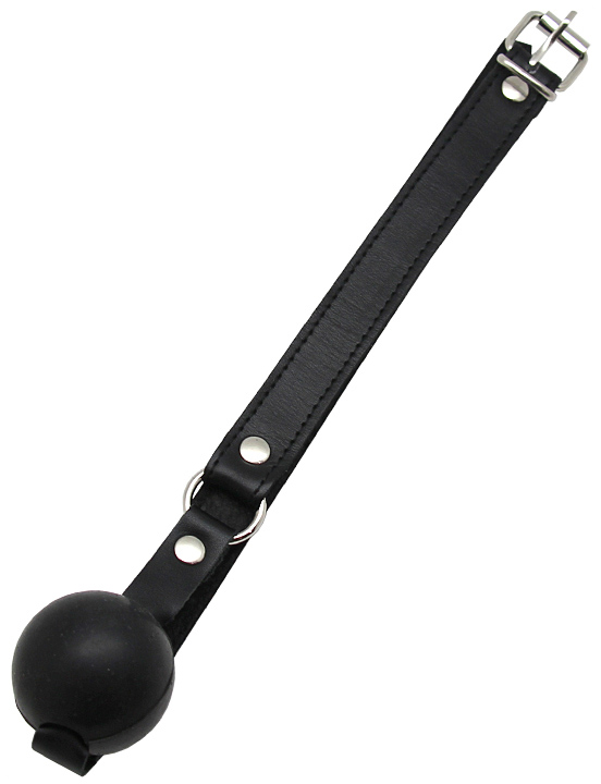 Кляп-шарик (каучук), ремешки на кожаной подкладке, чёрный, размер универсальный