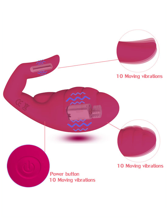 Вибратор клиторальный Jade Hand, сплошной силикон, винно-красный, 97x63x38 мм