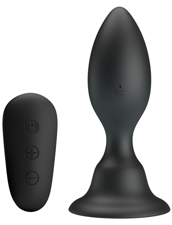 Вибропробка на присоске с пультом Mr.Play, 12 режимов, силикон, чёрная, 34x103 мм