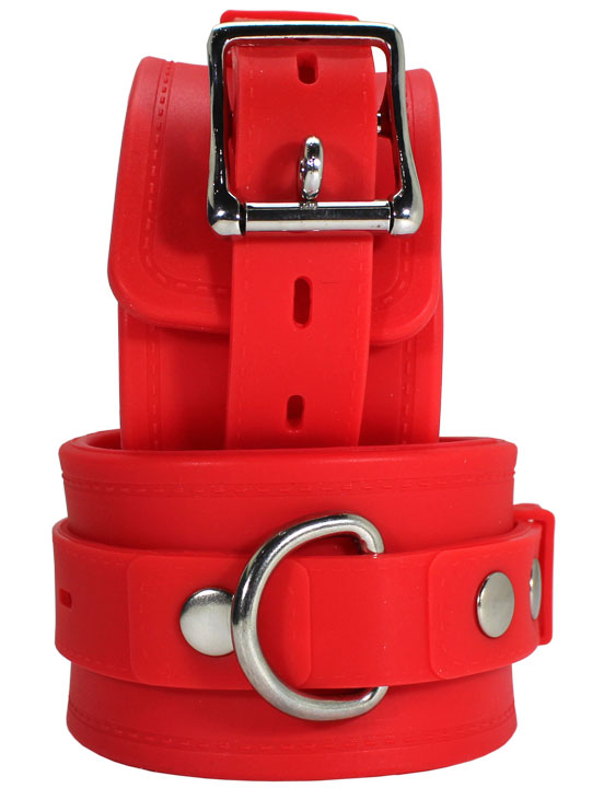 Наручники силиконовые, с фиксацией, красные
