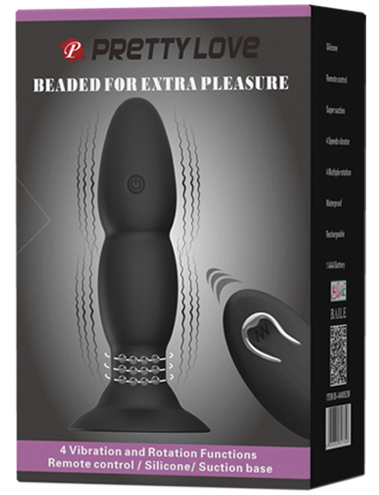 Вибропробка на присоске с дистанционным пультом, 4 вида ротации, 37x135 мм