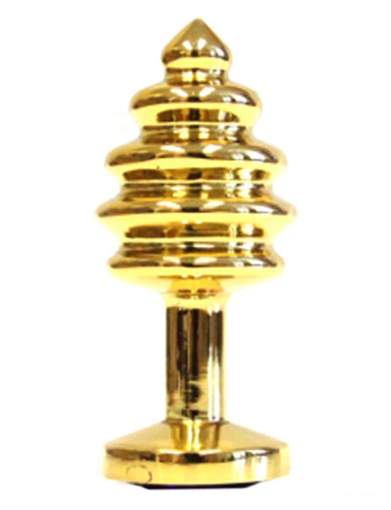 Анальная пробка 32x74 мм с прозрачным кристаллом, золотая