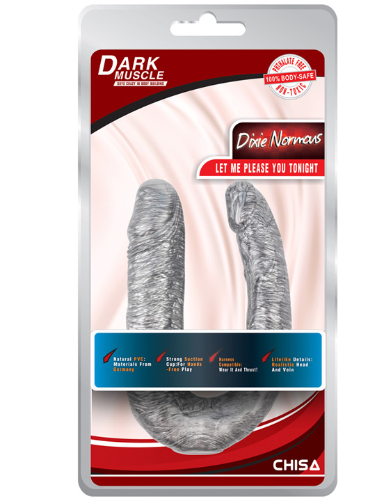 Фаллоимитатор сдвоенный, серебристо-перламутровый