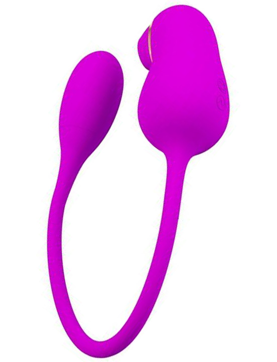 Вакуумный стимулятор с виброяйцом Kama, 4x12 режимов, силикон, фиолетовый, 46x415 мм