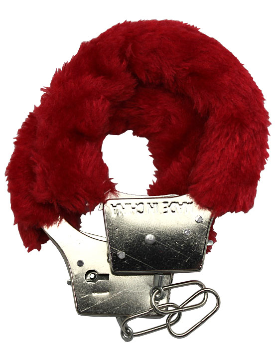 Наручники с мехом, красные